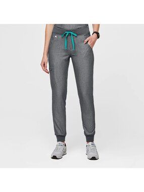 FIGS Technical Collection Zamora Jogger Scrub Pants Gray Teal Small